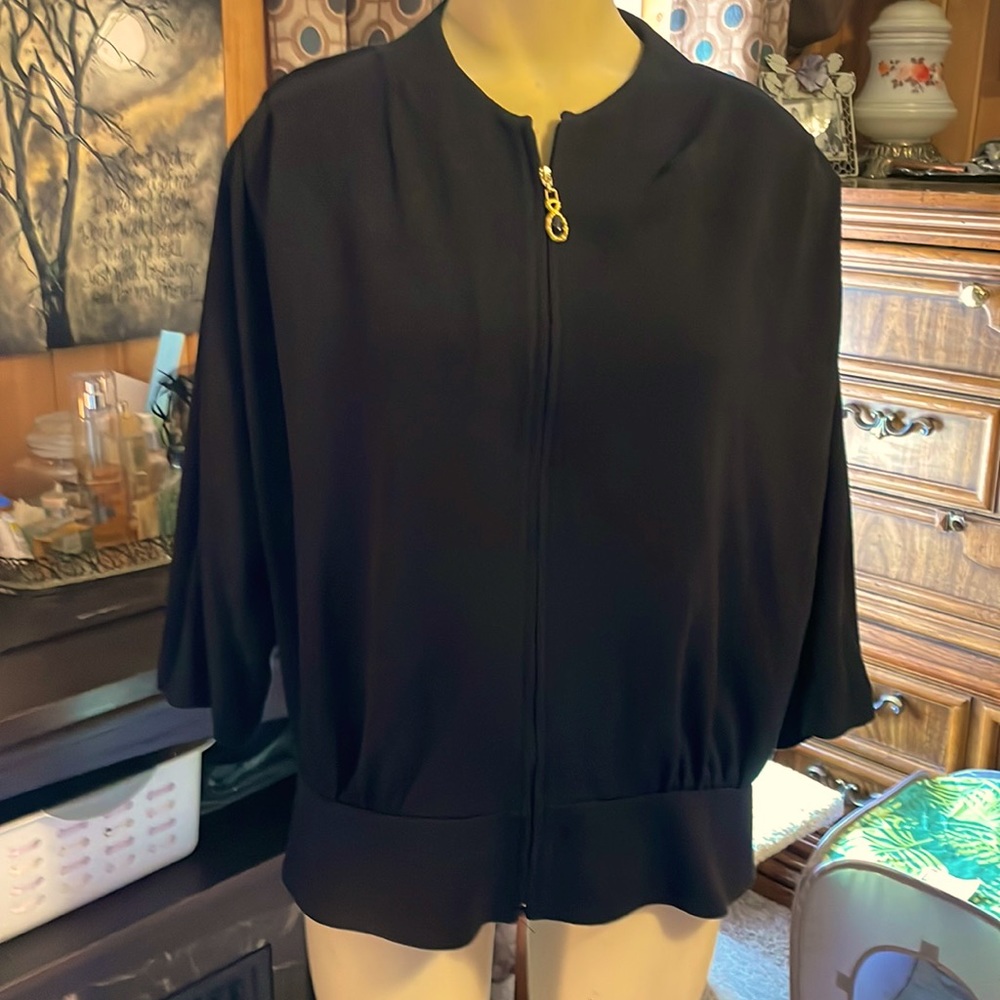Black St. John zippered top